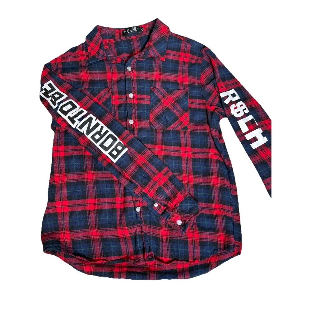 Switch Flannel Shirt Men’s L Long Sleeve Red Born To Be R$ch